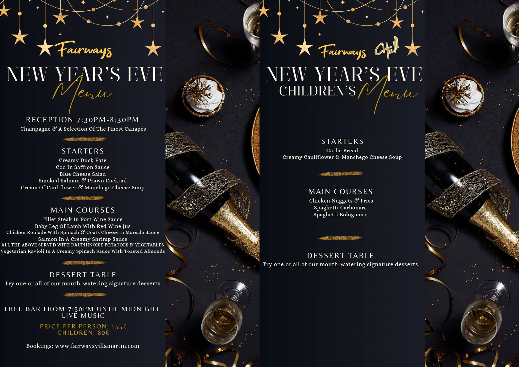 New Years Eve 2024 at Fairways Restaurant