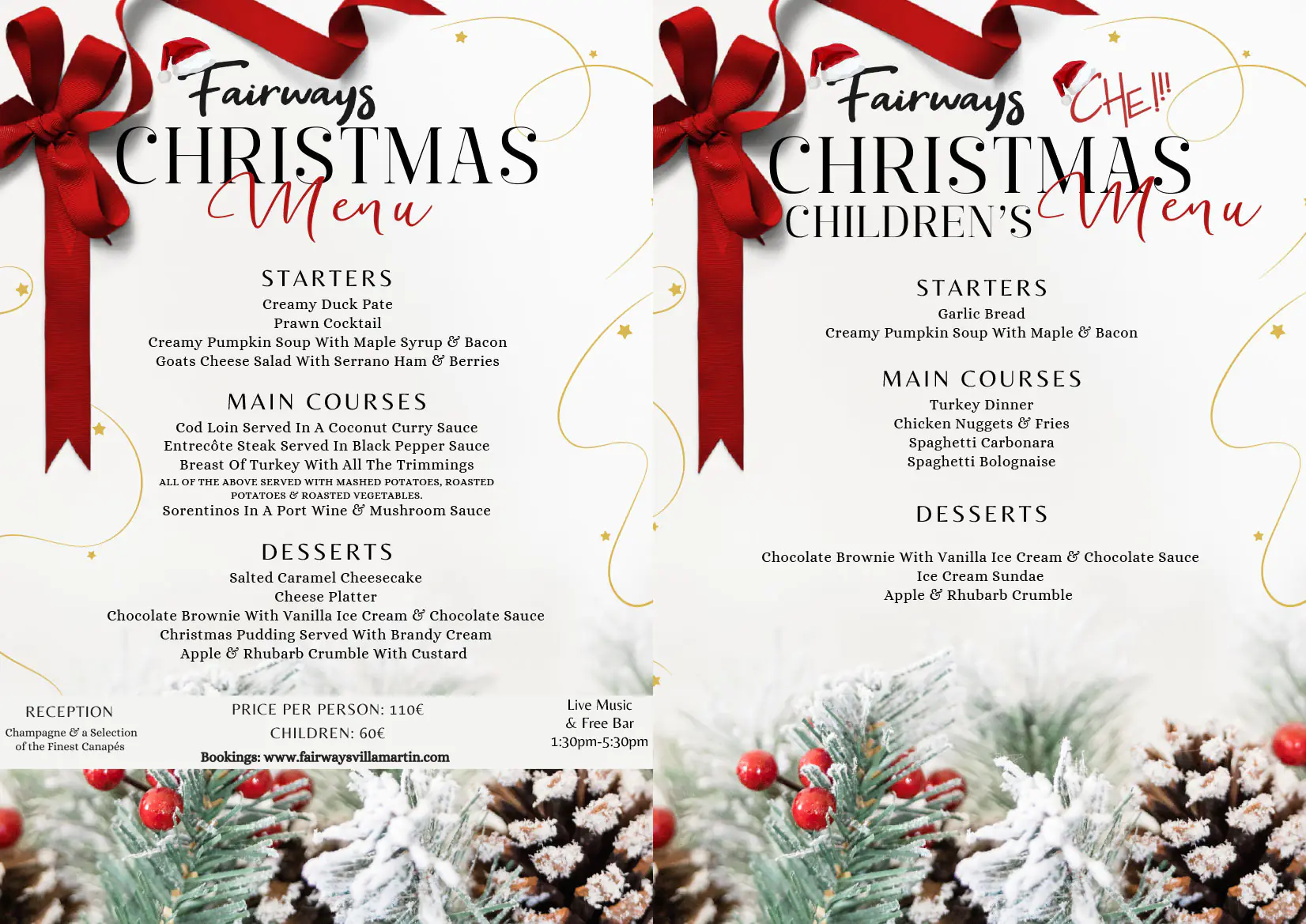 Christmas Day 2024 at Fairways Restaurant