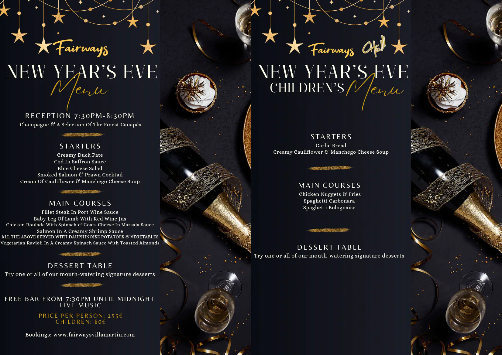 fairways restaurant New Years Eve 2024villamartin plaza